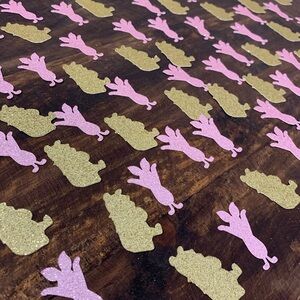 Winnie the Pooh & Piglet Glitter 1st Birthday Party Confetti - Pink & Gold 80 pc